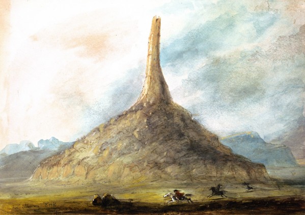 Chimney Rock near Scotts Bluff by Alfred Jacob Miller